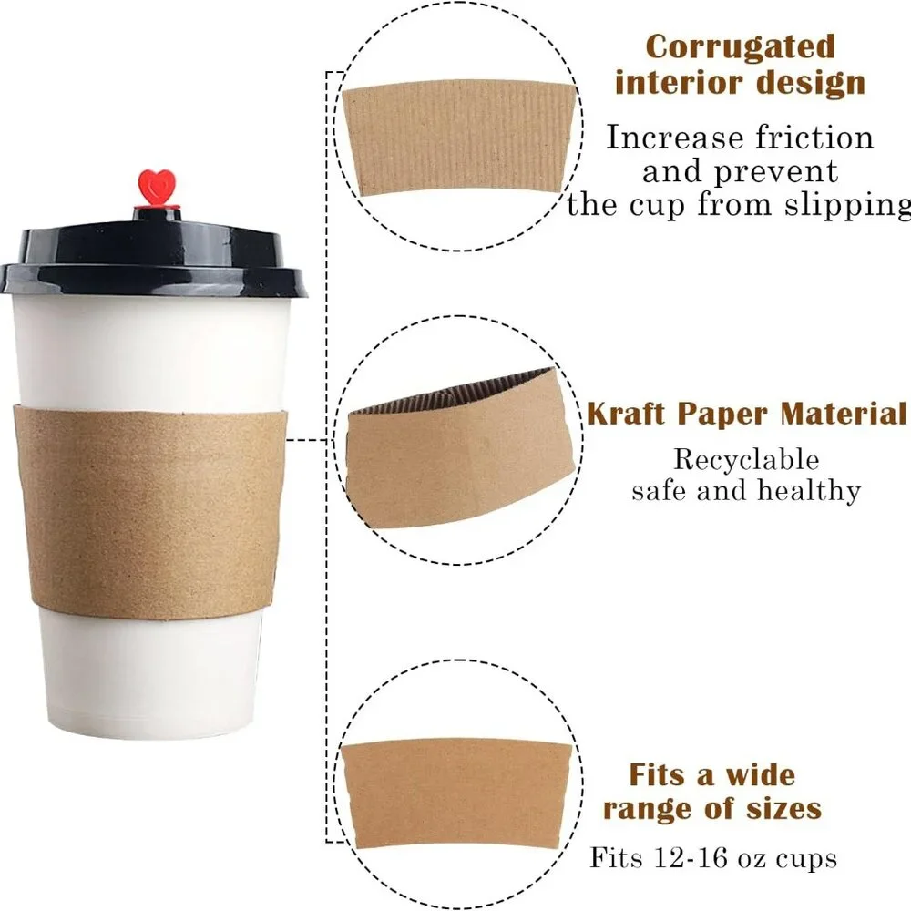 [NEW] 100-PACK COFFEE CUP SLEEVES - READY-TO-USE ! (100/CASE)